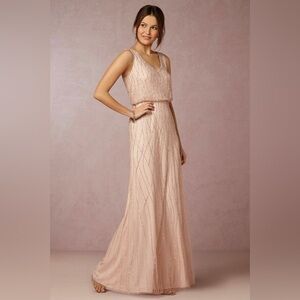 BHLDN Brooklyn Dress by Adrianna Papell size 8 Blush Pink Beaded M wedding